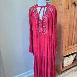 Knox Rose | Dresses | Knox Rose Red Long Sleeve Dress With Embroidery |  Poshmark